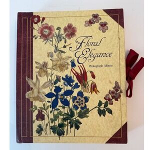 Floral Elegance Photograph Album w/ Ribbon Tie - Botanical Vintage Photo Album
